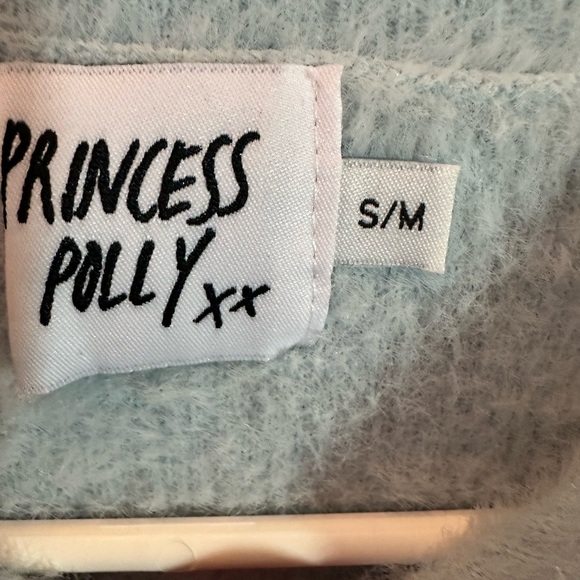 Princess Polly LS Fuzzy Sweater Mini Dress Baby Blue Stretch Ladies Sz Sm/Med - Picture 5 of 5
